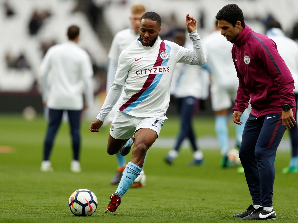 Pep Guardiola on Arteta’s impact on Raheem Sterling: “Mikel Arteta is working many, many hours and days after training specifically about the last action on the pitch – that control in the last moment to make the right movement in the final three or four metres.