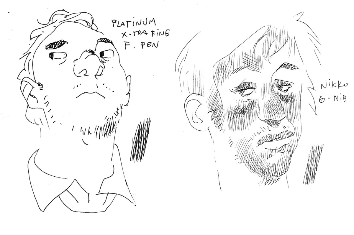 I got an "extra fine" platinum fountain pen but didn't like it. Lines are really thick (kind of like a .2 or .3) linerc ompared to a G-nib. I used the same ink for both (carbon / platinum, which is the reccomended from the same manufacturer). 