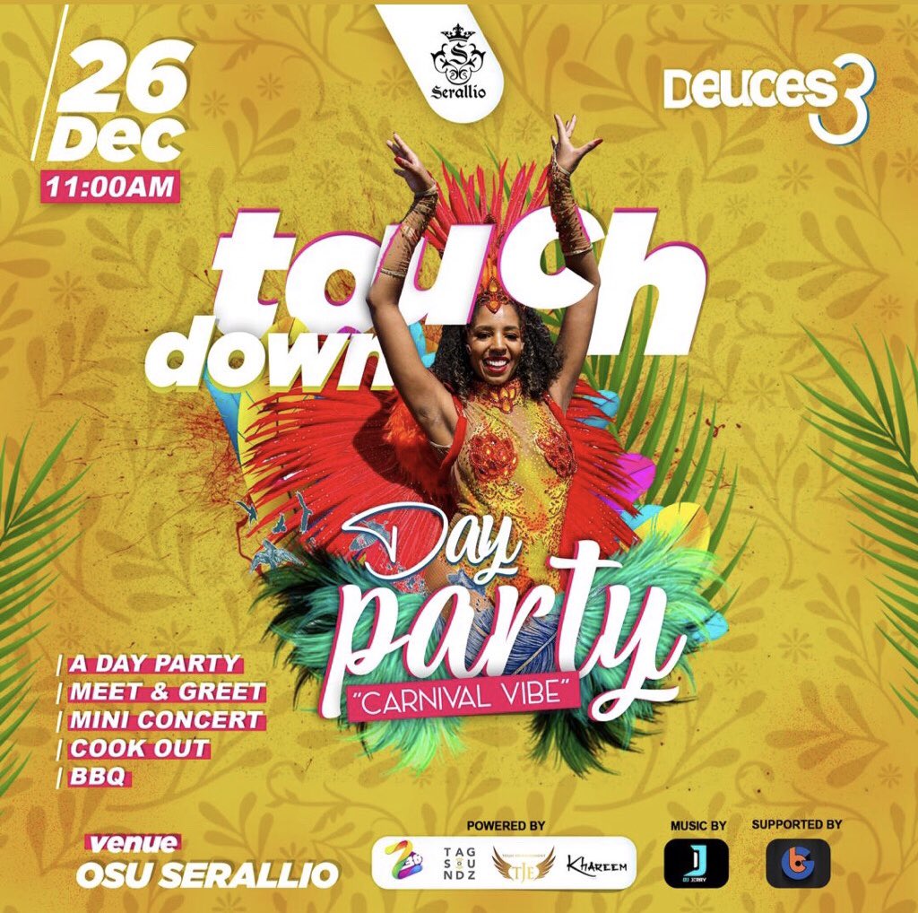 Tee_j_a_y's tweet photo. Ghana 🇬🇭 December 26th we live at Osu Serallio #Touchdownparty https://t.co/BNdi1eVnIG