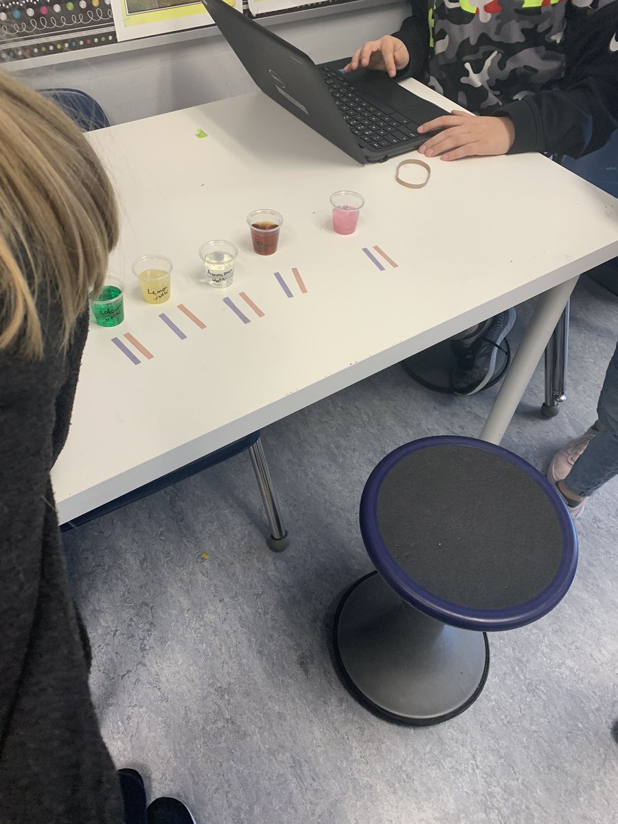 Grade5P2's tweet photo. Today we are using litmus paper to test if a liquid is an acid, base or neutral. #whfelementary #eips https://t.co/wXz8REXOcC