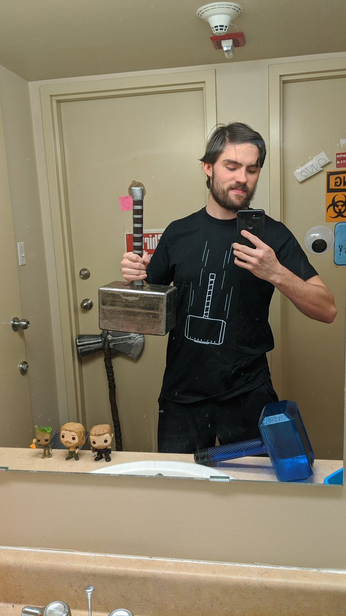 Buckacherz's tweet photo. @HowRidiculous @BOOMHerron44 @scottgaunson @brettstanford Merch came in early, definitely my favorite thing that you drop, I've got some #pinya submission ideas.... Thanks for making such amazing content. #thorshammer #howridiculous #rexy #Clayton #wellpinya #BOOM https://t.co/QG3uat05r7