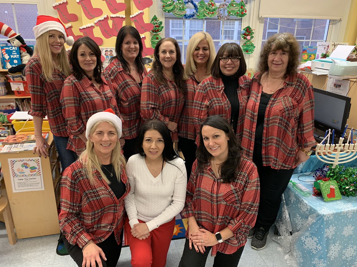 penny_berman's tweet photo. My beautiful pre k team. Holiday show day and yes, our shirts were a huge hit. #lovingourbabies. #ps203 #uft #unionproud https://t.co/GJ5q33Km1A
