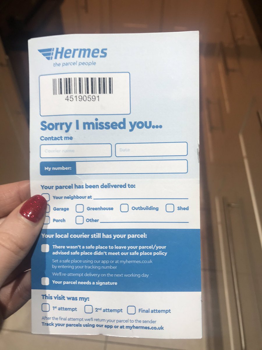 xkatealicex's tweet image. Thanks for this @Hermesparcels, honestly don’t know what I’d have done without this very informative piece of paper 🤔🤔 #whereismyparcel