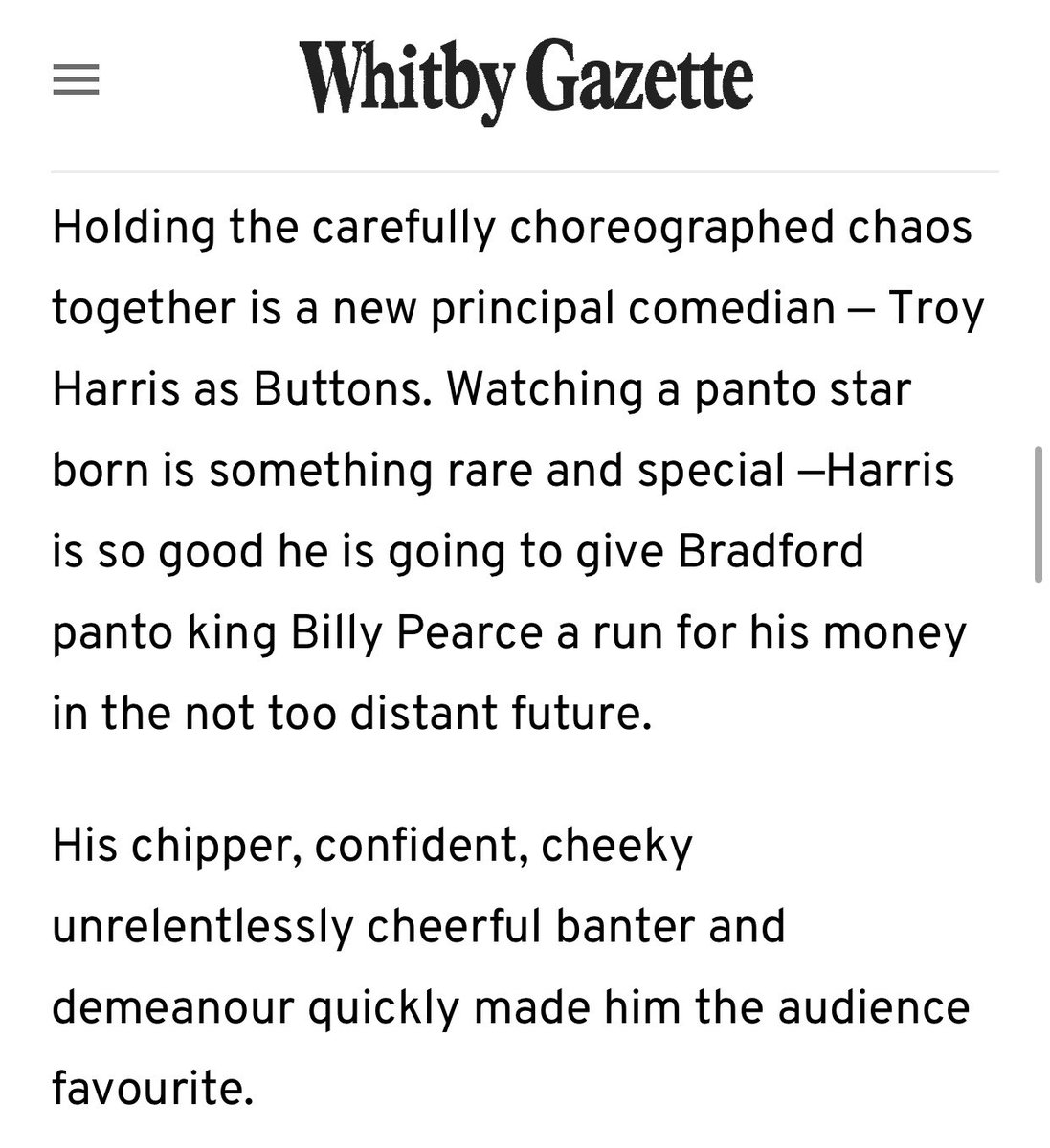 TroyHarrisUK's tweet photo. Another lovely panto review 🥰
@PHApantos @bridspa https://t.co/d3zAjN2txU