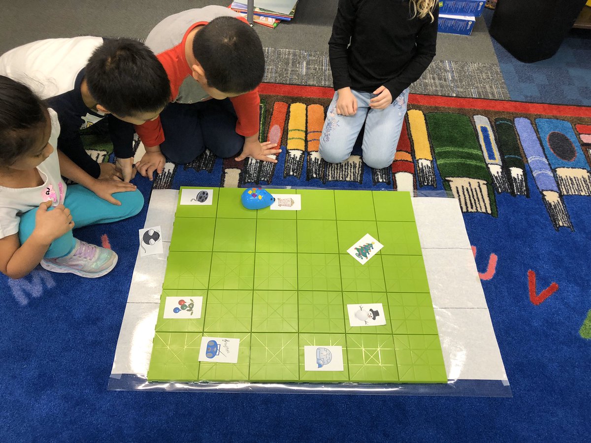 LibraryKerr's tweet image. First grade is #coding a story in the library this week. #makerspace #codeandgomouse @LauraNumeroff #MousetotheMovies