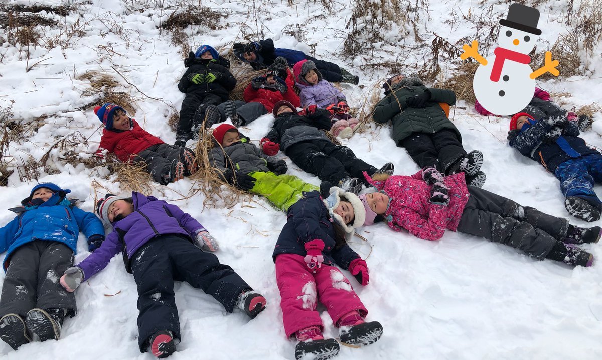 FFMfit's tweet photo. Walking in deep fresh snow was a vigorous workout for the Ss @Buchners1s that they lay on the hill. One student exclaimed, “this is like baby Jesus in the manger” while other Ss pretended to be the shepherds with their staffs. #tistheseason #JesuswasBorn 💫 🌟 💫 @ycdsb https://t.co/KWfapahjGo