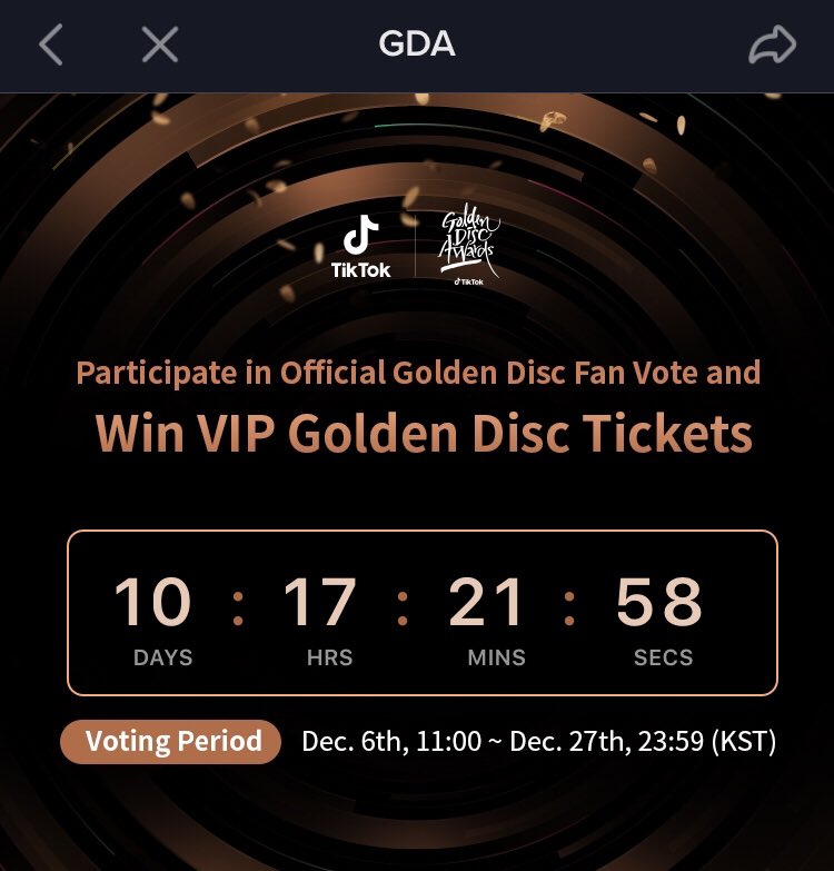 Got7VoteSquad's tweet photo. [GDA]

Ahgases, 10 days left to vote 🚨

Please download the TikTok app &amp; vote. It’s easy, let’s get it!

#GOT7 @GOT7Official https://t.co/2dNZZMYyBl