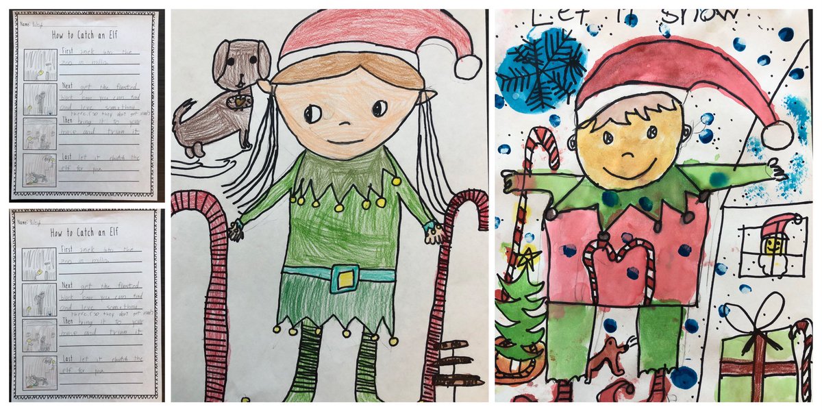 mollieperachio's tweet photo. We read “How To Catch an Elf”, write our own ideas of #howtocatchanelf and did #directeddrawing of #elves! #secondgraderocks #holidayfun https://t.co/CdcwqTNBqr