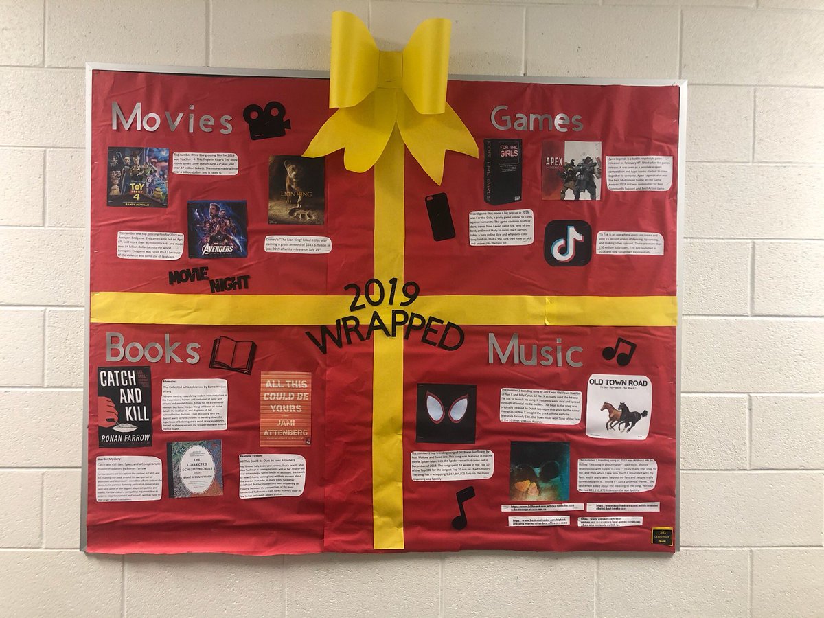 ellagerdemann's tweet photo. check out committee J’s board on the top movies, games, books, and music of the year!! @lohsleadership https://t.co/a3Rqhg0Kne