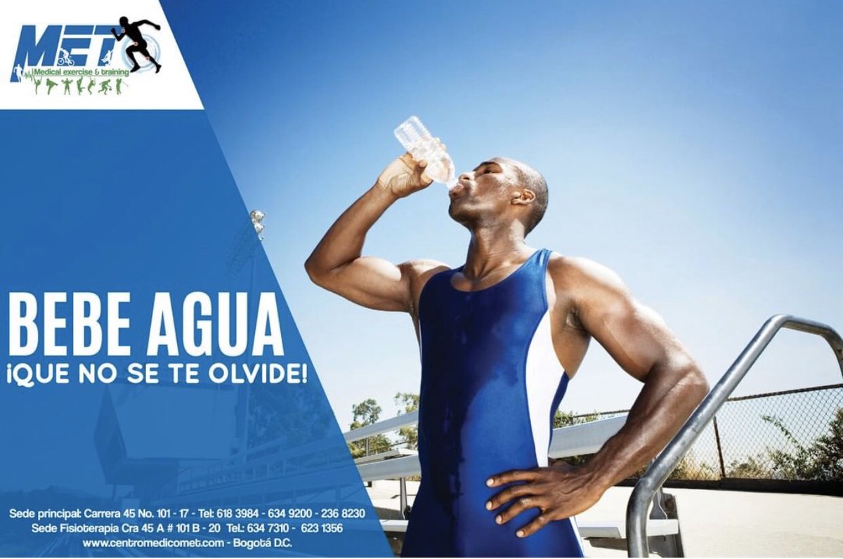 Sin importar la intensidad de ejercicio que se emplee, es indispensable asegurar una buena hidratación antes, durante y después de la actividad. El agua regula la temperatura corporal y lubrica las articulaciones.
 #MET #Fisioterapia #MedicinaDeportiva #Nutricion