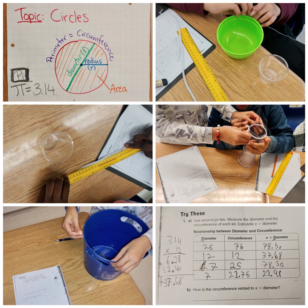 mszaimi's tweet photo. #MathClub #inquiry question: What is the relationship between a circle's #diameter and #circumference. Ss measured different sized circles to arrive to an answer. #Math #HandsOnLearning #LeapsAndBounds @TDSB_NMPPS @tdsb https://t.co/X62I50N4Me