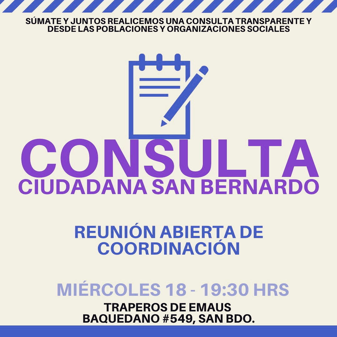 SbUnidad's tweet photo. Camino a la #AC
Tod@s invitad@s a organizar la Consulta Popular del 12 y 13 de enero.
Miércoles 18 a las 19.30 hrs. en los Traperos de Emaús https://t.co/d6Qr5hlxHt