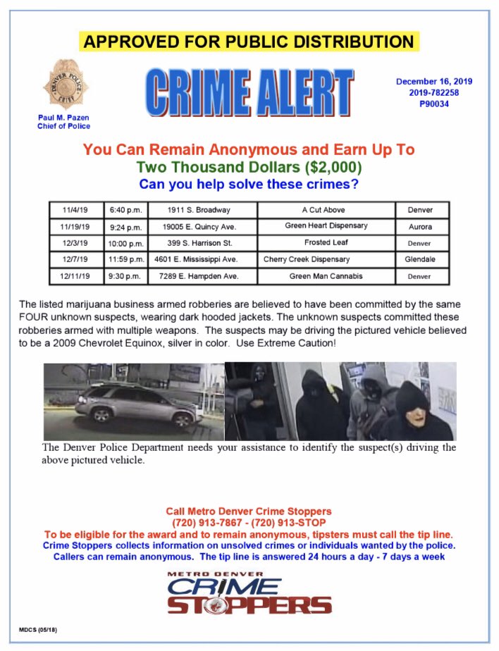 Denver Police Dept Denver Can You Help Investigators Solve These Robbery Cases If You Have Any Info You Could Earn A Cash Reward Just Call Crimestoppersco At 7 913 7867 T Co Zdjfobkfwz
