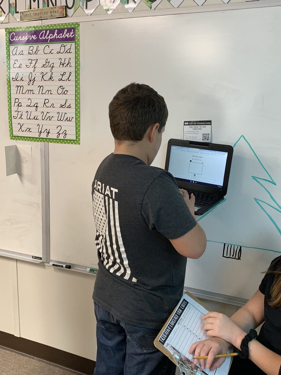 Checking answers using QR code’s. They love working out of their seats. <a href="/Sandy_Smith14/">Sandy Smith</a> <a href="/MelissaMazurki1/">Melissa Mazurkiewicz, M. Ed.</a> #WISDgreatness #TESbulldogs