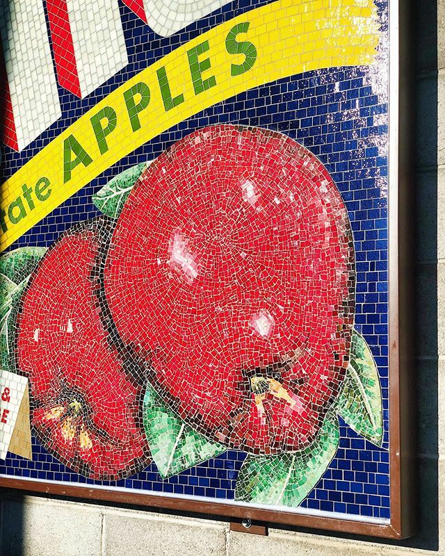 "The pieces of glass that make up the two big red apples on the Keller Fruit and Cold Storage label mosaic are different from those around them. They are smalti — tiny squarish chunks of hand-cut glass. The apples look old because smalti tesserae are wha… ift.tt/2PV4nfX