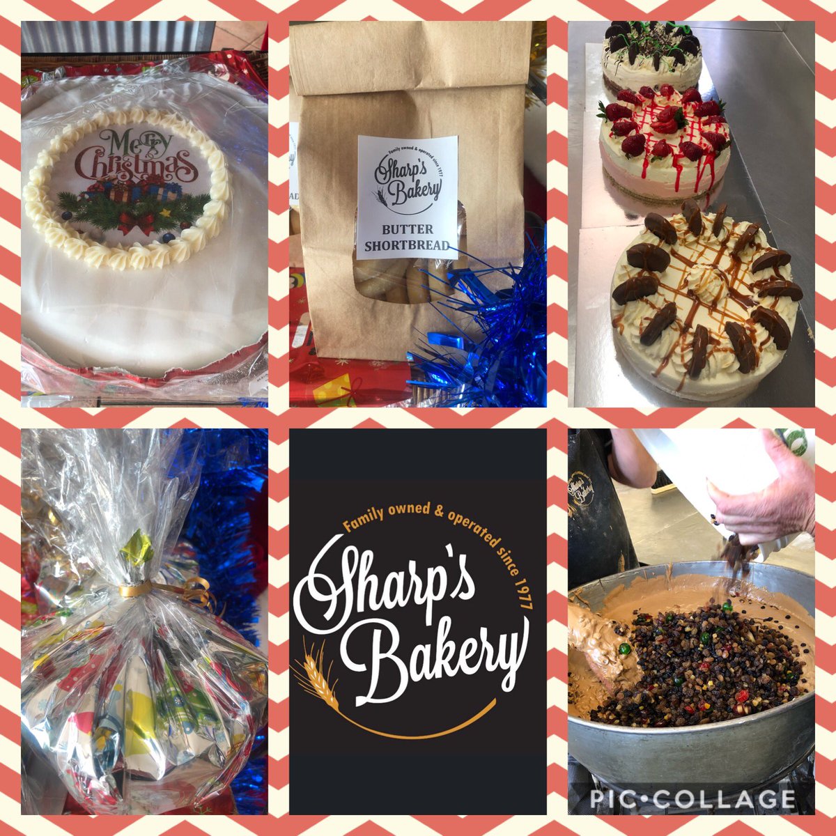 Sharpsbakery's tweet photo. Only 8 days until Christmas, make sure you get your orders in! Christmas cakes, steamed Christmas puddings, butter or macadamia shortbread, fruit mince pies or tarts, Christmas mud cakes, cheesecakes and all your dinner roll and bread supplies! https://t.co/pAuVeGxBcu