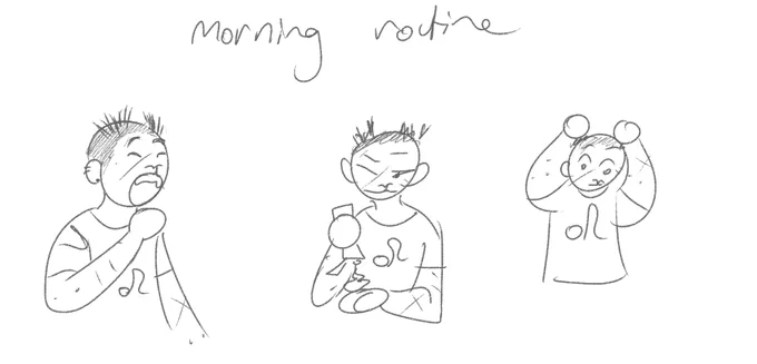 ok heres my thought: humanstuck nepeta has a shaved head apart from two little clumps and they gel it every morning into cat ears. 