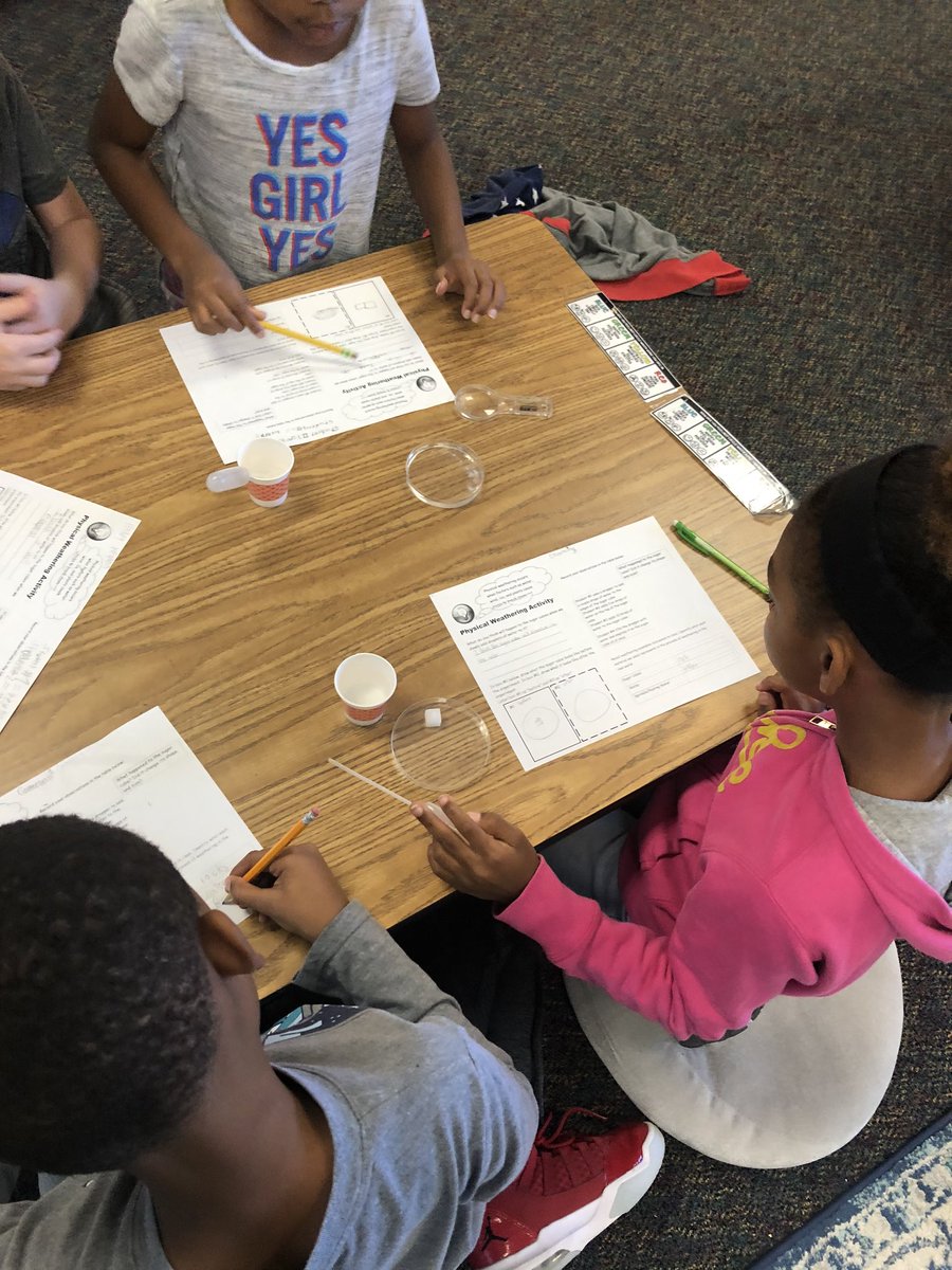 TeachKoch's tweet photo. Last week Mrs. Martin’s class loved exploring how weathering effects rocks and soil using sugar cubes! We all demonstrated so much curiosity during our investigation! @ElliottLearners #FISDlearns https://t.co/gkRx0p3N6B