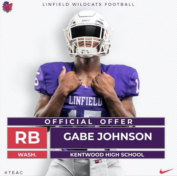 gabe_l_johnson's tweet photo. Extremely blessed to receive my first offer😁😁!! Thank you @coachbelliott, @CoachSmithCats @LinfieldFB  #FeedTheStreak #RollCats https://t.co/vYStlVS8GQ