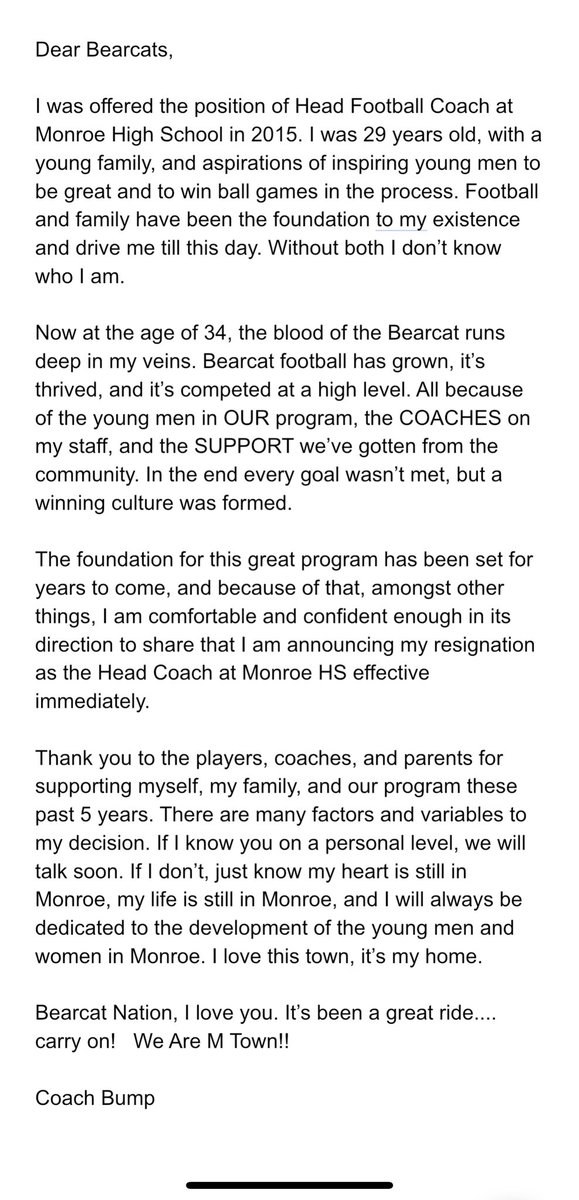 MonroeBearcats's tweet photo. Once a Bearcat ALWAYS a Bearcat.
From Coach Bump https://t.co/Y9V8zqfmg6
