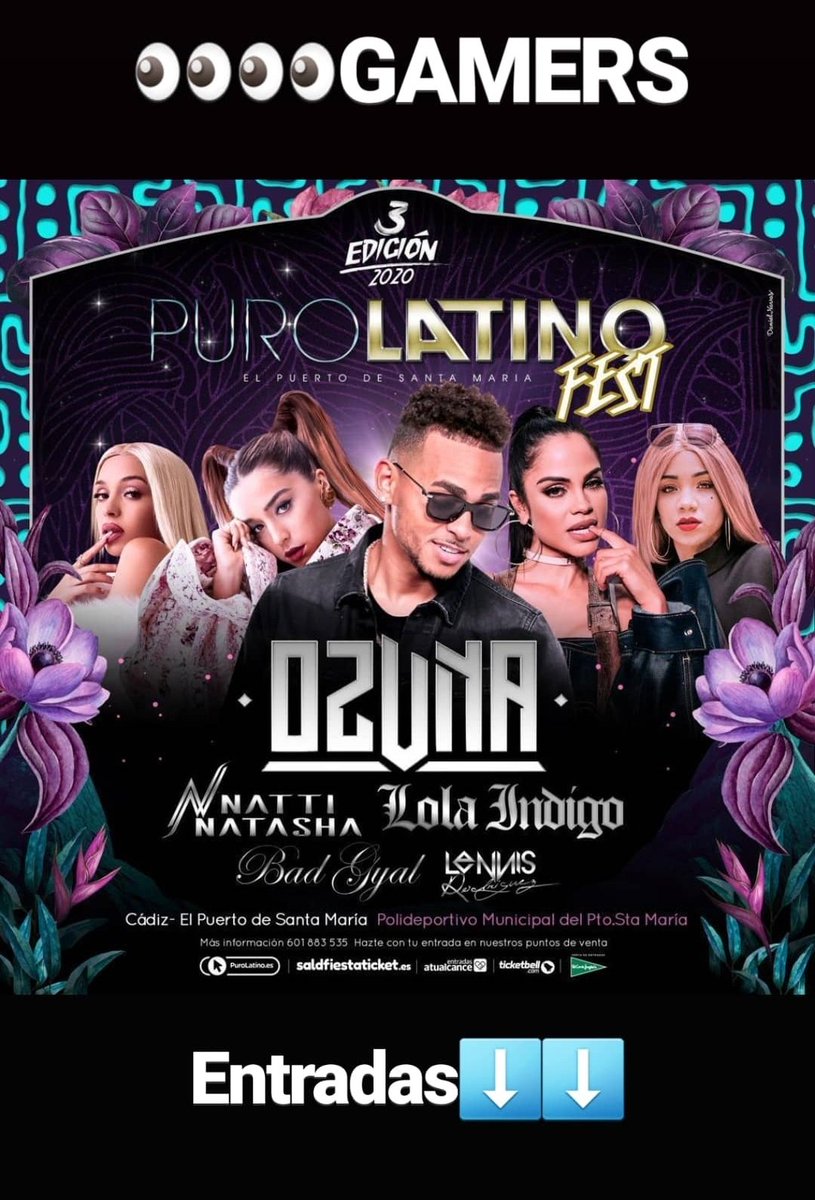 OJO A LO QUE OS TRAEMOS PORQUE EN VERANO SE DESCANSA DE FIFA Y EL MEJOR FESTIVAL DE MÚSICA ESTÁ EN PURO LATINO, en el Puerto de Santa María del día 30 de julio al 1 de agosto!
Más info e interesados escribir al MD