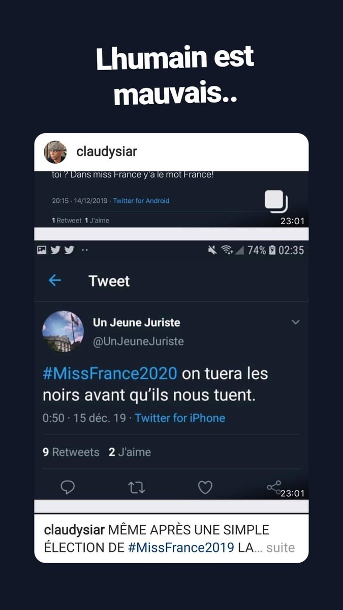 anthonyaminesol's tweet photo. Mais quel est ce peuple?
Cmt on peut,en 2020,etre pourri jusqu'a la moëlle.
Les noirs ont ete oprimé durant des siecles et on continue a voir des choses cm ca
La debilité, l ignorance et la mechanceté sont le terraux du racisme
#MissFrance2020 #racisme @rostOfficiel @Claudy_Siar https://t.co/enkYTzQ7HZ