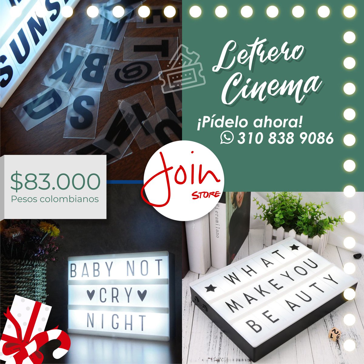 MyJoinStore's tweet image. 🎁🎅 Un perfecto regalo, letrero personalizable, con iconos, letras y más para que escribir emociones e ideas 🤩
Funciona conectándolo a un enchufe, a USB, o con baterías. Bastante práctico, funcional y creativo.
Ye lo llevamos donde gustes.
¡Pídelo aquí ahora!
#JoinStore 🛍️