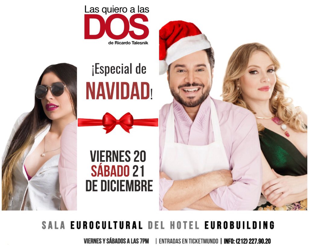 ¡Especial de Navidad! ¡Dos funciones especiales para que puedas disfrutar de una comedia maravillosa! @LasQuieroALas_2  con las actuaciones del gran
<a href="/ADRIANDELGADOTV/">ADRIAN DELGADO</a>, la hermosa <a href="/alebraun/">ALEXANDRA BRAUN</a> y la bella <a href="/DarliFruggiero/">Darli Fruggiero 🇻🇪</a>
 | <a href="/eurobuilding/">Eurobuilding Caracas</a> |
Entradas en <a href="/Ticketmundo_ve/">TICKETMUNDO™</a> ☎0212-227.90.20