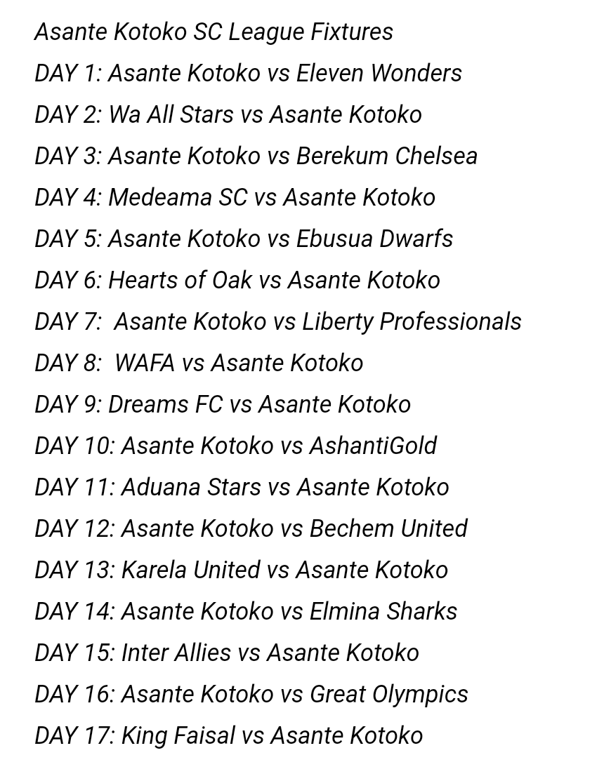 AsanteKotoko_SC's tweet photo. Our 2019/20 @PremierLeague fixtures...Tell us what you make of the pairing. https://t.co/VaahIxCacv
