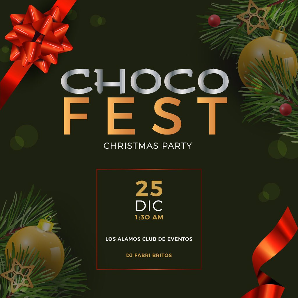 chocolatelrs's tweet photo. CHOCOFEST! FIESTA NAVIDEÑA! 🎄🍾
PASADA LA MEDIANOCHE PREPARATE PARA VIVIR UNA FIESTA ÚNICA AL AIRE LIBRE!

EL 25 de Diciembre a partir de la 1:30hs, en Los Álamos Club de Eventos, vas a poder festejar la navidad como se debe! Con buena música, gente amiga y bebidas! https://t.co/Z4VjwV0s6r