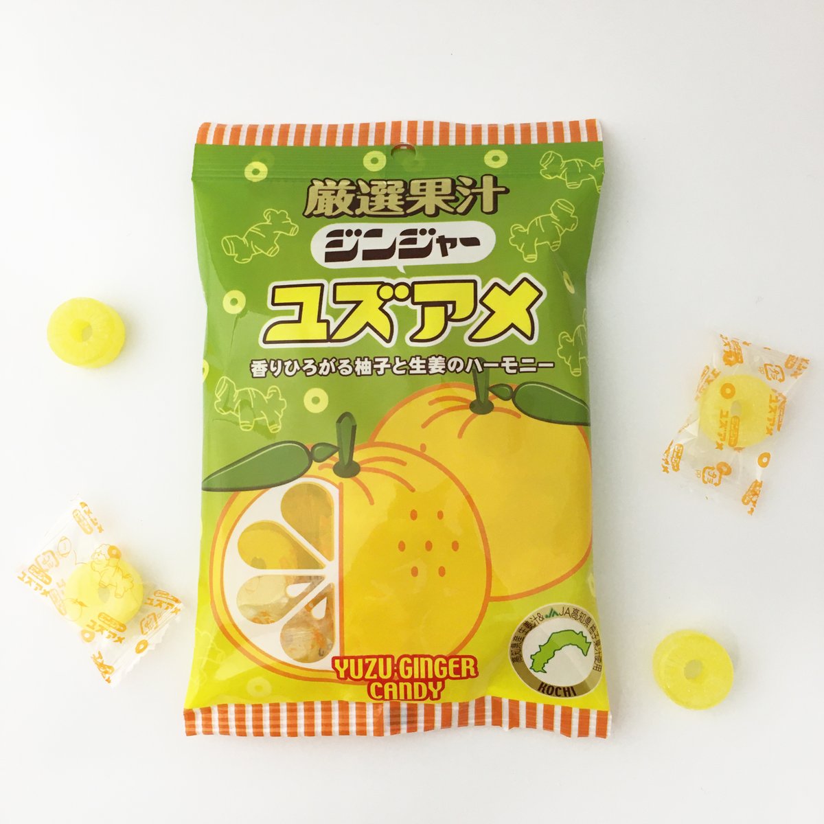 パインアメの パイン株式会社 本日発売 ユズジンジャーアメ Ja高知県の柚子果汁と高知県の生姜汁を使って作りました 爽やかな柚子の香りと辛くない生姜の味わいがじんわり美味しい 数量限定なのでお早めに ファミリーマートさんでゲットし