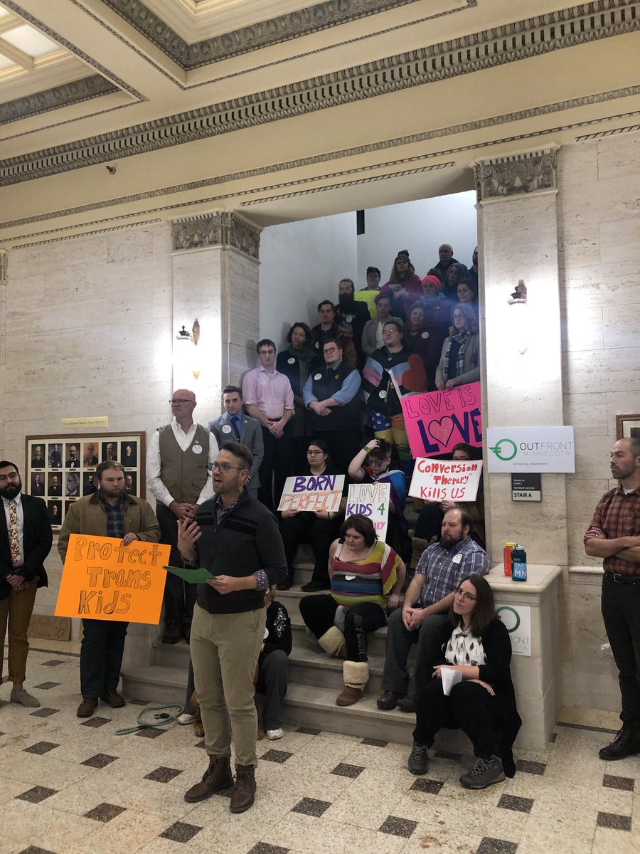 outfrontmn's tweet photo. Rally in Duluth before the City Council votes on banning the torturous practice of conversion “therapy!” #bornperfect #bornperfectmn https://t.co/NWUgQhr3r3
