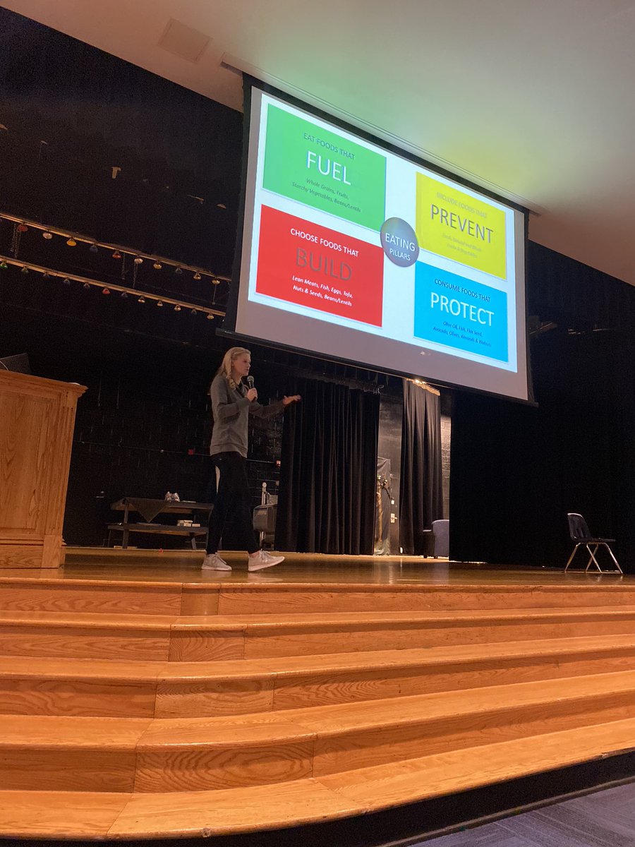 PiedmontHighATC's tweet photo. Thank you Taryn from @NHAthlete for a wonderful presentation! Love the food first approach to sports performance. #FuelBuildPreventProtect https://t.co/qn3uq6Jn36