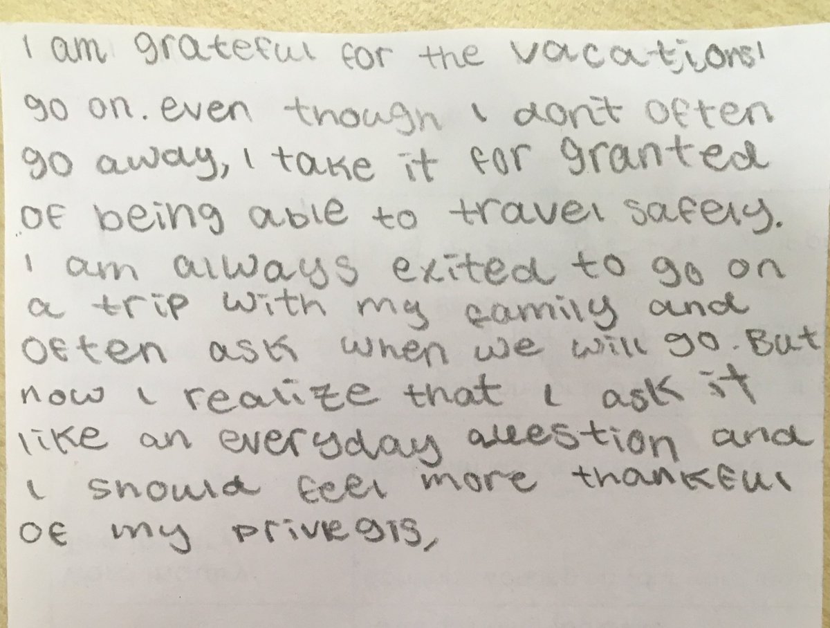 ChrisRBrodie's tweet photo. @actionhappiness Ss reflecting on what they might take for granted and are grateful for. So impressed with their thoughtfulness #reflective #pypchat #appreciation https://t.co/HzgVgheGrL
