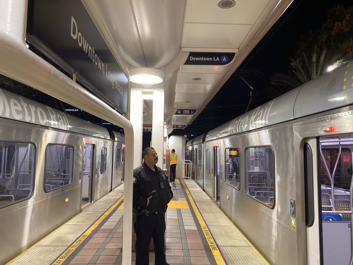 LBPDBlueLine's tweet image. Long Beach PD on the Metro A-Line, public safety through partnerships. #lbpdcares