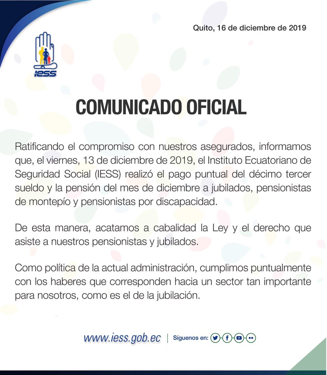 IESSec's tweet photo. #IESSComunicadoOficial | Ratificamos nuestro compromiso por cumplir y garantizar los derechos de todos nuestros jubilados y pensionistas. ⬇ https://t.co/8UDasyz3Pe