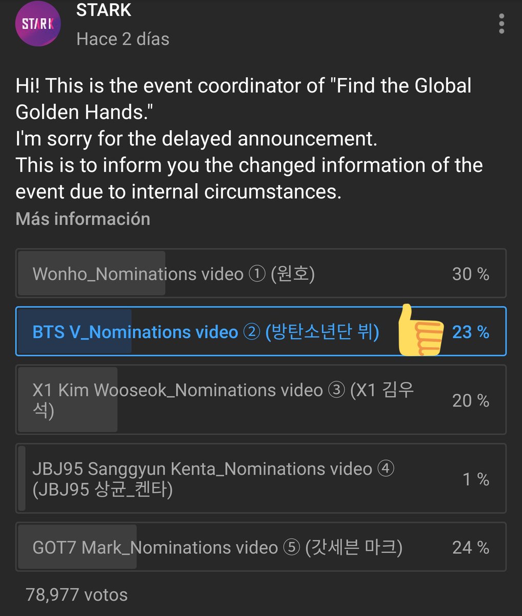 KATSUKl_BAKUG0's tweet photo. ¡ARMY!

Tae está nominado para el 'Global Golden Hands' y el video ganador será transmitido en 4000 monitores y una pantalla grande en Seúl.

Es 1 VOTO × CUENTA DE YT × DÍA

→ https://t.co/iCMcgIGa7O

Finalizan el 20 de Dic.

Como votar en las imágenes.
Fighting! 👊🏻💜

@BTS_twt https://t.co/VE0kjYeQ7t
