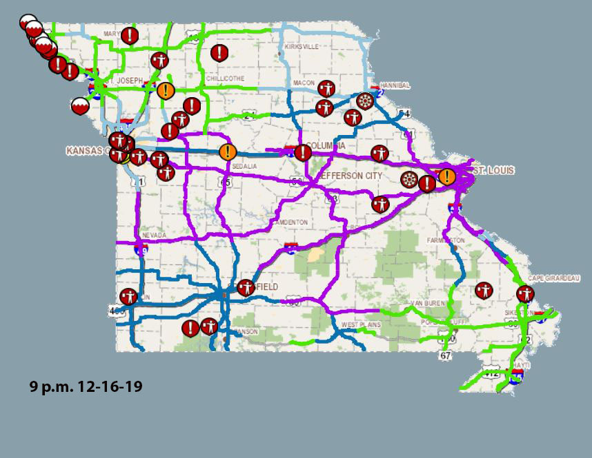 modot road conditions map Modot On Twitter Road Conditions 9 P M Winter Weather Will