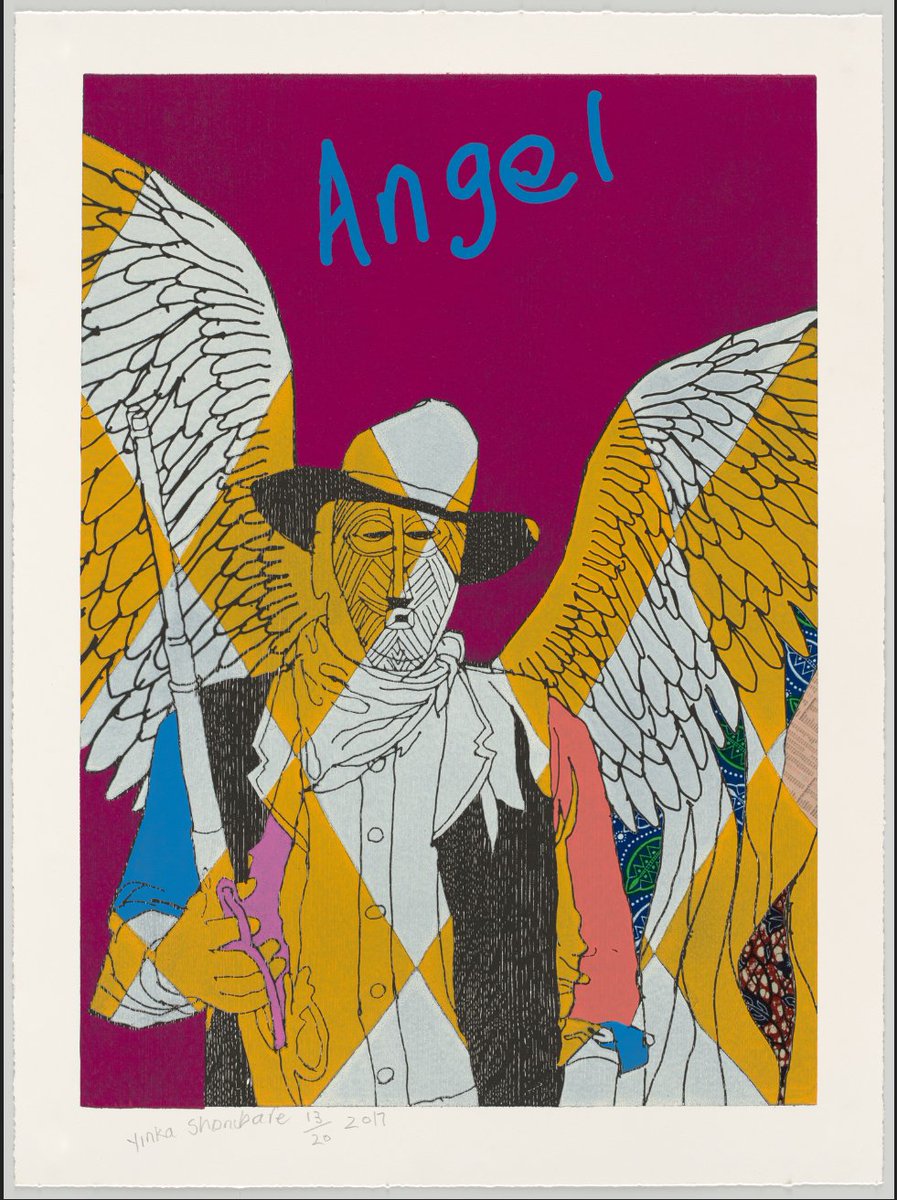 OldWestNow's tweet photo. Cowboy Angels (2017) is a portfolio of five woodcuts with fabric collage created by contemporary artist Yinka Shonibare https://t.co/k59ybbYQe5 https://t.co/T6twokedFZ