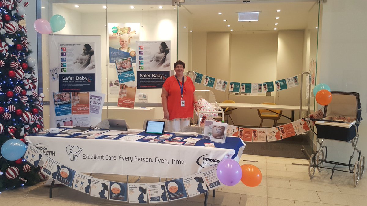 LMRCC_'s tweet photo. Sarah Watts, Regional Midwife, promoting Safer Baby Collaborative at Bendigo Health.  Watch for pop up stands in your area in 2020. @LMRCC_ https://t.co/wwhSCEColI