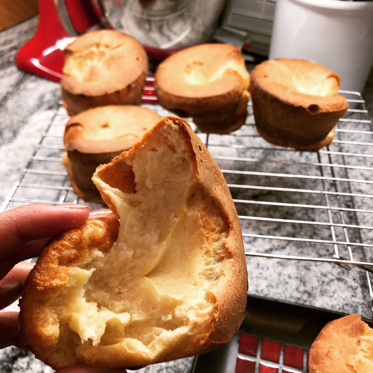 Bread #28: Popovers. I love popovers! I’ve made them several times and they’re fast, delicious, and impressive. This recipe was off to me— they seemed done sooner than listed so I took them out for fear of burning. They were delicious but wouldn’t do this particular recipe again.