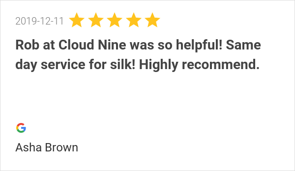 cloudnineclean_'s tweet photo. New 5.0-star Review: "Rob at Cloud Nine was so helpful! Same day service for silk! Everything was super simple... https://t.co/aSzirYqBsN