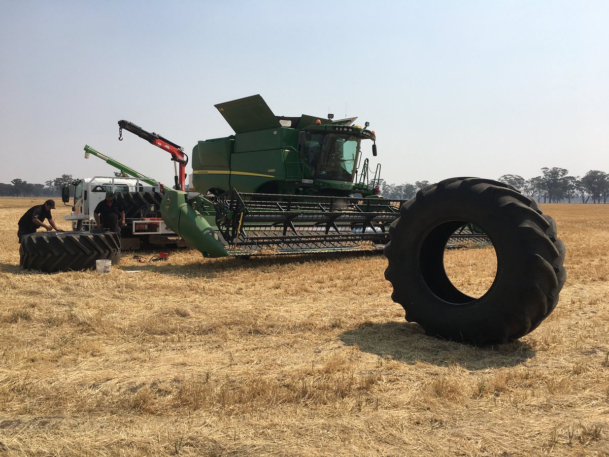 We’re on the home stretch with about 16 Ha to go and the harvester decides it needs a new Tyre.Not only do they have one in stock but are here within 1 hour to fit.Murray Valley Tyre and Auto in Yarrawonga,exceptional service 👍