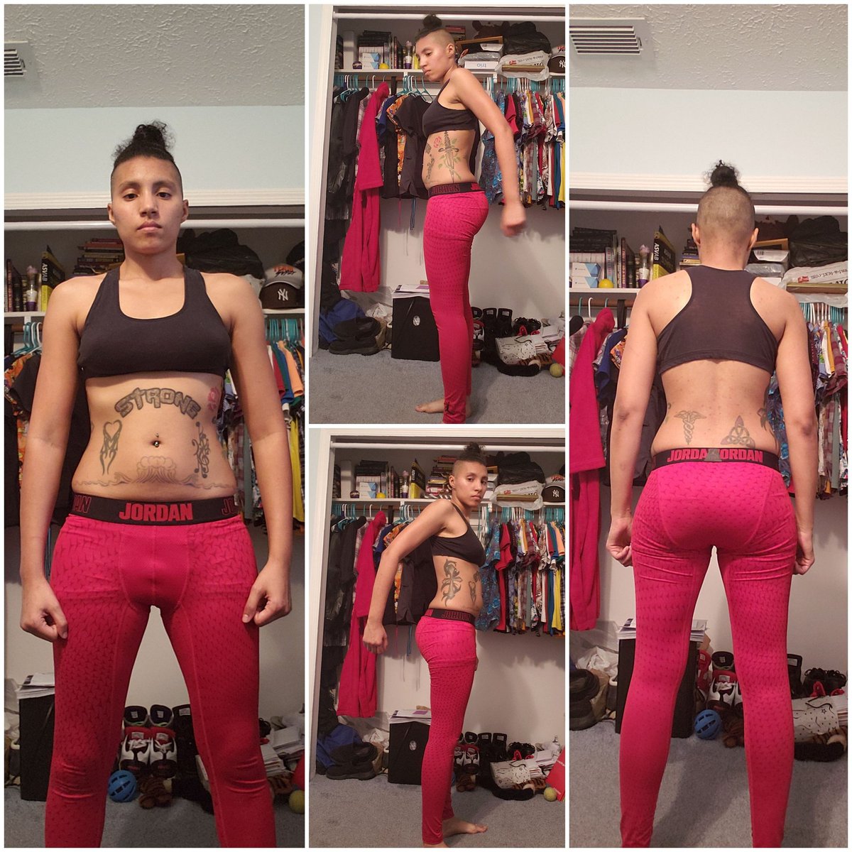 Old but the last time I plan on looking like this 💪🌱
.
.
.
#LGBTQtwitter #twinki #twospirit #hybrid #mixed #shavedhead #sportsbra #tattoos #tatted #piercings #compressionpants #personaltrainer #workout #exercise #fitness #physicalactivity #bodybuilding #vegan #crueltyfree