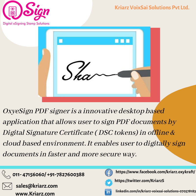 KriarzS's tweet image. #OxyeSign #PDFSigner enables user to #digitallysign documents in faster and more secure way. #DigitalSignPDF #DigitalSignInvoice #DigitalSignPDFDocument #HR #Recruiter #Retailers