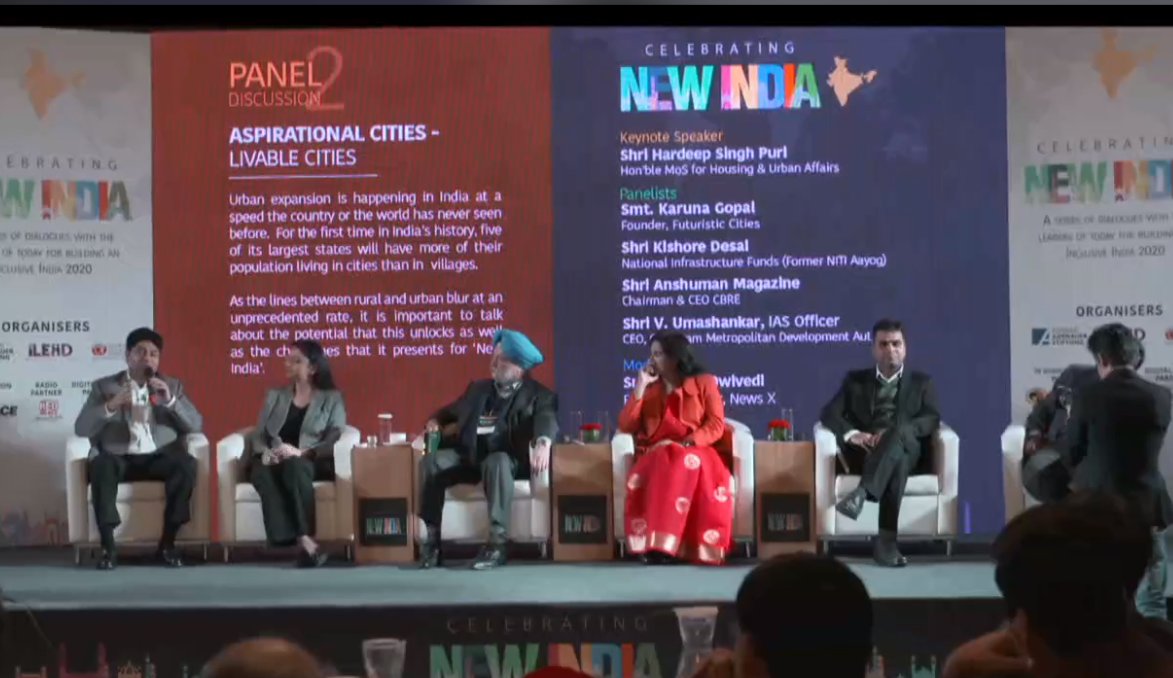 CBRE_India's tweet image. 'Talent plays a key role in driving our #smartcites goal' comments @AnshumanMagzine, on dais with @HardeepSPuri at #CelebratingNewIndia 

@MoHUA_India @India_celebrate #LivableCities @KarunaGopal1