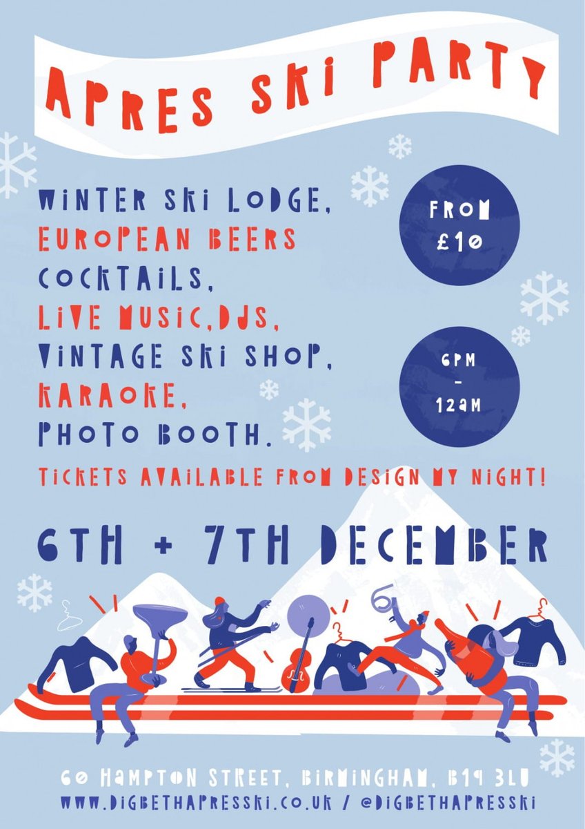 poster_events's tweet photo. ❄️01:12:19❄️ We gave away two tickets to #BrumApresSki; Feat a Winter Ski Lodge, European Beers, Wintery Cocktails, Live Music, DJs, Karaoke, Photobooth, Explicit Party Games, Dreamy Cheesy Fondues, Rum Chocolate, Artisan Food Platters, Street Food &amp; a Best Dressed Competition. https://t.co/CpXkATZK5u