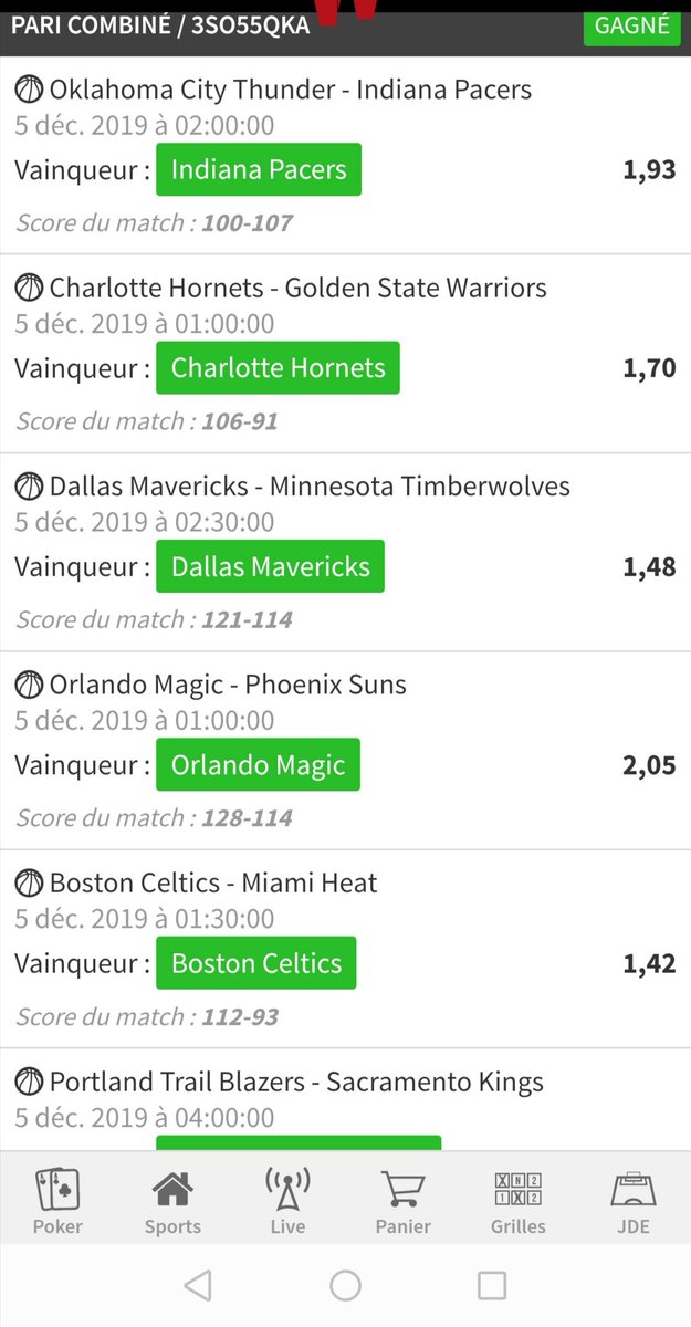PPFAdvice's tweet photo. Belle nuit #NBA 🏀✅🍀

•5 tickets : 4/5 ✅
-Premier à 1.6 ✅
-Second à 1.7 ❌
-Troisième à 1.9 ✅
-Quatrième à 2.25 ✅
-Dernier un combi de toute la carte côté 120 ✅🍀✅
Voir les tickets ci dessous.

Si possible ♻️ et ❤️ appréciés, merci 😘. 
#TeamParieur #TeamParieurs https://t.co/9jAhwiigp4