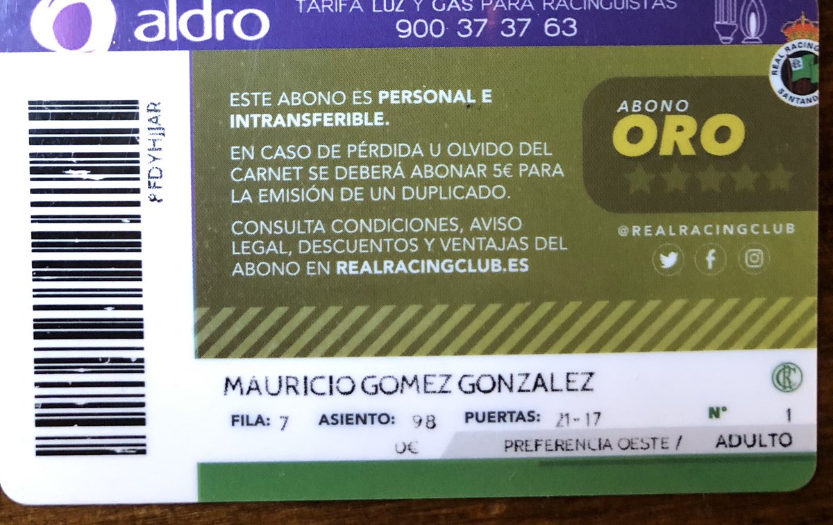 Desde 1943 Mauricio va a ver al Racing. 💚💚💚