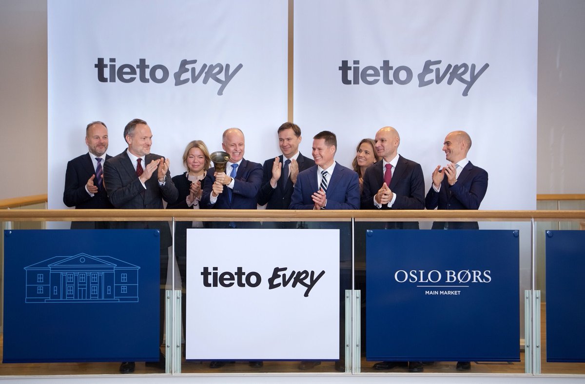 @TietoCorp and <a href="/EVRY_ASA/">EVRY ASA</a> closing the merger and joining forces! Great experience #bell-ringing and launching #TietoEVRY @osloboers